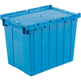 Global Industrial™ Plastic Attached Lid Shipping & Storage Container 21-7/8x15-1/4x17-1/4 Blue