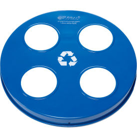 Global Industrial™ Steel Multi-Stream Lid For 36 Gallon Trash Can Blue w/ Recycle Logos