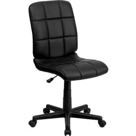 Flash Furniture Quilted Vinyl Swivel Task Chair - Mid-Back - Black