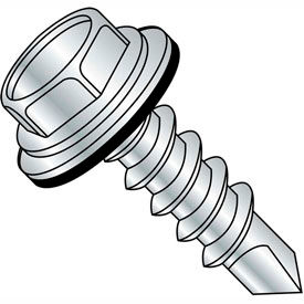 #12 x 1"" Teks Self-Drilling Screw - Hex Washer Head - #3 Pt - Steel - Zinc Plated - Pkg of 100