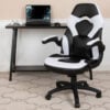 Flash Furniture X10 Racing Style Gaming Chair w/Flip-up Arms LeatherSoft White/Black