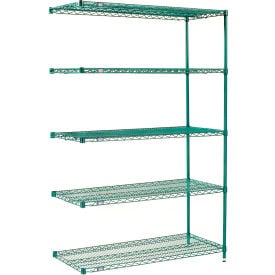 Nexel® 5 Shelf Poly-Green® Wire Shelving Unit Add On 30""W x 21""D x 74""H