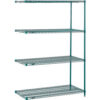 Nexel® 4 Shelf Poly-Green® Wire Shelving Unit Add On 72""W x 24""D x 54""H