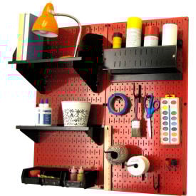 Wall Control Pegboard Hobby Craft Organizer Storage Kit Red/Black 32"" X 32"" X 9""