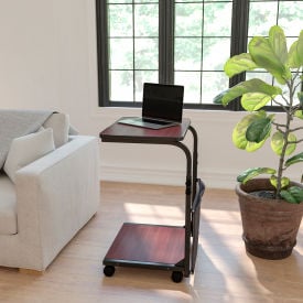 Flash Furniture Mobile Sit/Stand Computer Ergonomic Desk with Removable Pouch Mahogany
