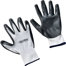 Global Industrial™ Flat Nitrile Coated Gloves White/Gray X-Large 1 Pair