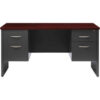 Hirsh Industries® Modular Steel Credenza - Double Pedestal - 60 x 24 - Charcoal/Mahogany