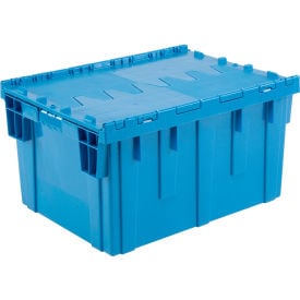 Global Industrial™ Plastic Attached Lid Shipping & Storage Tote 28-1/8""x20-3/4""x15-5/8"" Blue