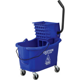 Global Industrial™ Mop Bucket And Wringer Combo 38 Qt. Side Press Blue
