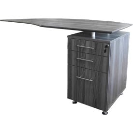 Safco® Medina 63""W Right Curved Desk Return With Pencil-Box-File Pedestal Gray Steel