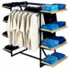 Double Hangrail Frame w/ 8-24"" Grey Shelves 1"" Square Tubing - Matte Black Frame