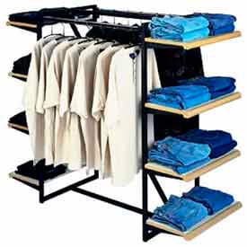 Double Hangrail Frame w/ 8-24"" Grey Shelves 1"" Square Tubing - Matte Black Frame