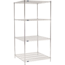Nexel® 4 Shelf Chrome Wire Shelving Unit Starter 36""W x 36""D x 86""H