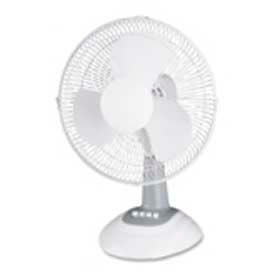 Lorell LLR44551 Desk Fan 12"" DIA. Oscillating 3-Speed Quiet Metal Grille Light Gray