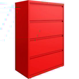 Hirsh Industries® HL10000 Series® Lateral File 36 Wide 4-Drawer - Lava Red