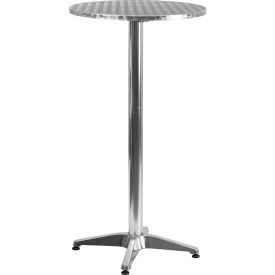 Flash Furniture 23-1/4"" Round Aluminum Indoor/Outdoor Bar Height Table W/Pedestal Base Silver