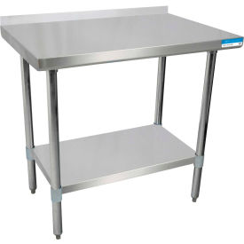 BK Resources 430 Stainless Steel Table 60 x 24"" Undershelf 1-1/2"" Backsplash 18 Gauge