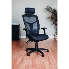 Interion® Mesh Office Chair with Headrest High Back & Adjustable Arms Fabric Black