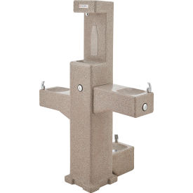 Global Industrial™ Outdoor Bottle Filler w/Bi-Level Fountain & Pet Station Rotocast Granite