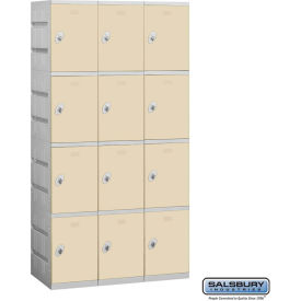 Salsbury 4-Tier 12 Door Plastic Locker 38-1/4""W x 18""D x 74""H Tan Unassembled