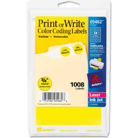 Avery® Print or Write Removable Color-Coding Labels 3/4"" Dia Yellow 1008/Pack