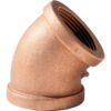 1/2 In. Lead Free Brass 45 Degree Elbow - FNPT - 125 PSI - Import