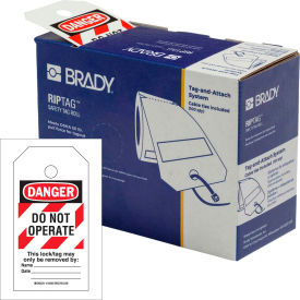 Brady® 150501 RipTag™ Safety Tag Roll Do Not Operate 3""W x 5.75""H 100/Roll Red Stripes