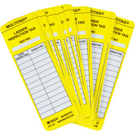 Brady® LAD-EITL521 Ladder Inspection Tag 100/Pkg Plastic 2"" W X 6-1/2"" H Yellow/White