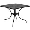 Flash Furniture Commercial Grade 35.5"" Square Black Indoor-Outdoor Steel Patio Table