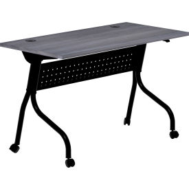 Lorell Mobile 48"" Flip Top Training Table - Charcoal