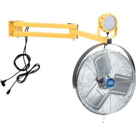 Global Industrial™ LED Dock Light w/ 60"" Arm 30W 3000 Lumens 5000K 18"" 3-Speed Fan