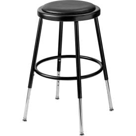 Interion® Steel Shop Stool with Padded Seat - Adjustable Height 19""-27"" - Black - Pack of 2