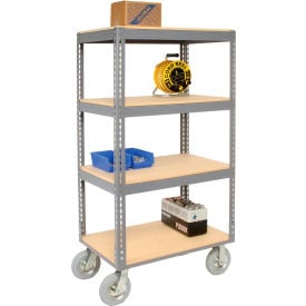 Global Industrial™ Boltless Shelf Truck 4 Shelves Pneumatic Casters 60""L x 24""W x 68""H Gray