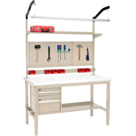 Global Industrial™ 60""W x 30""D Production Workbench - Laminate Safety Edge Complete Bench - Tan