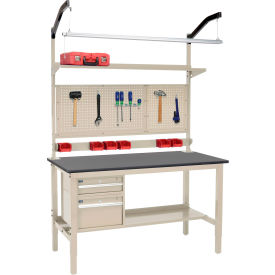 Global Industrial™ 60 x 30 Production Workbench - Phenolic Safety Edge Complete Bench - Tan