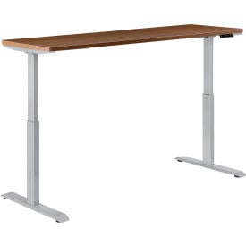 Interion® Electric Height Adjustable Desk 72""W x 30""D Walnut W/ Gray Base