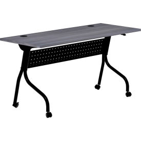 Lorell Mobile 60"" Flip Top Training Table - Charcoal
