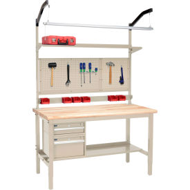 Global Industrial™ 60""W x 30""D Production Workbench - Maple Safety Edge Complete Bench - Tan