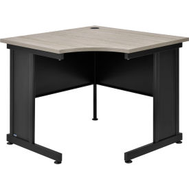 Interion® 36""W Corner Desk - Rustic Gray