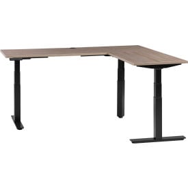 Interion® L-Shaped Electric Height Adjustable Desk 72""W x 24""D Gray W/ Black Base