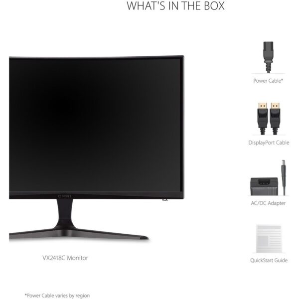 ViewSonic OMNI VX2418C 24 Inch 1080p 1ms 165Hz Curved Gaming Monitor with FreeSync Premium, Eye Care, HDMI and DisplayPort