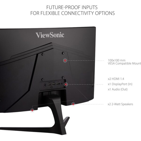 ViewSonic OMNI VX2418C 24 Inch 1080p 1ms 165Hz Curved Gaming Monitor with FreeSync Premium, Eye Care, HDMI and DisplayPort