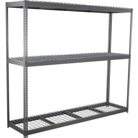 Global Industrial 3 Shelf Heavy Duty Channel Boltless Shelving Starter 96""Wx48""Dx84""H Wire Deck