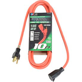 U.S. Wire 60010 10 Ft. Three Conductor Extension Orange Cord 16/3 Ga. SJTW-A 300V 13A