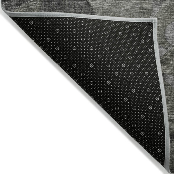 5' X 8' Gray Abstract Washable Indoor Outdoor Area Rug