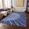 8' X 10' Navy Blue And Sky Blue Abstract Washable Indoor Outdoor Area Rug