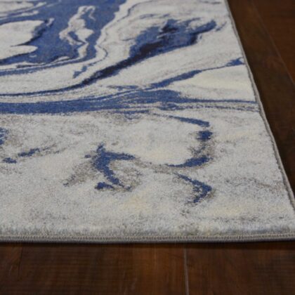 3'X5' Blue Machine Woven Abstract Watercolor Indoor Area Rug