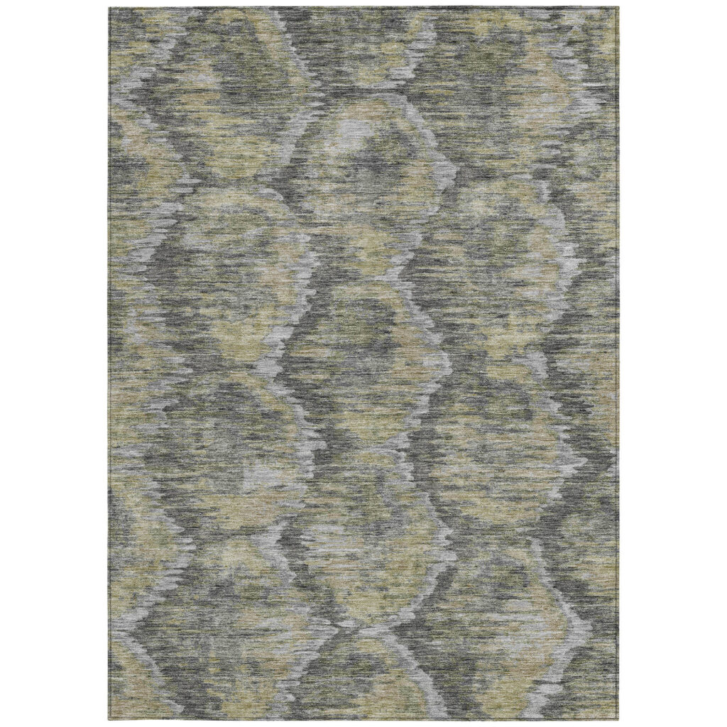 9' X 12' Gray Silver And Wheat Abstract Washable Indoor Outdoor Area Rug