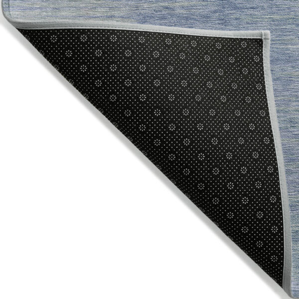 9' X 12' Denim Blue And Sky Blue Abstract Washable Indoor Outdoor Area Rug