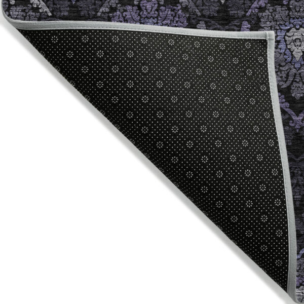 10' X 14' Purple Charcoal And Gray Medallion Washable Indoor Outdoor Area Rug